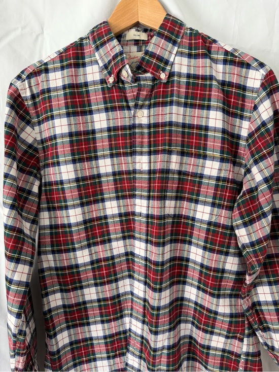 J. Crew Other - J.Crew Broken-In Oxford Shirt Slim Medium Organic Cotton Holiday Tartan Plaid